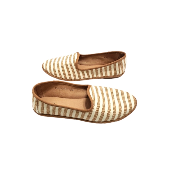 J. Jill Marina Knit & Leather Flats Tan/White Stripped Sz 7.5 - Picture 2 of 11